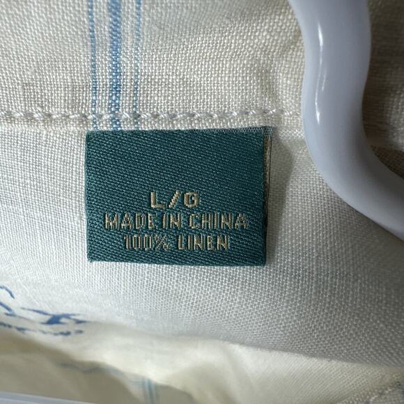 Tommy Bahama Relax Mens Large Linen Blue Button Up Shirt Window Pane - Picture 5 of 12